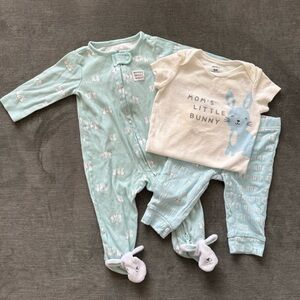 Baby Bunny Outfit Bundle Size 6M Carter’s Pajamas + 2pc Set Easter Spring